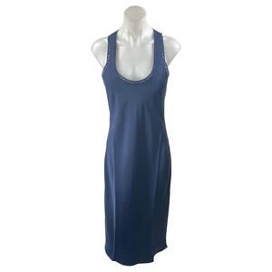 Heartloom Women's Blue Sleeveless Scoop Neck Stretch Midi Tank Bodycon Dress S